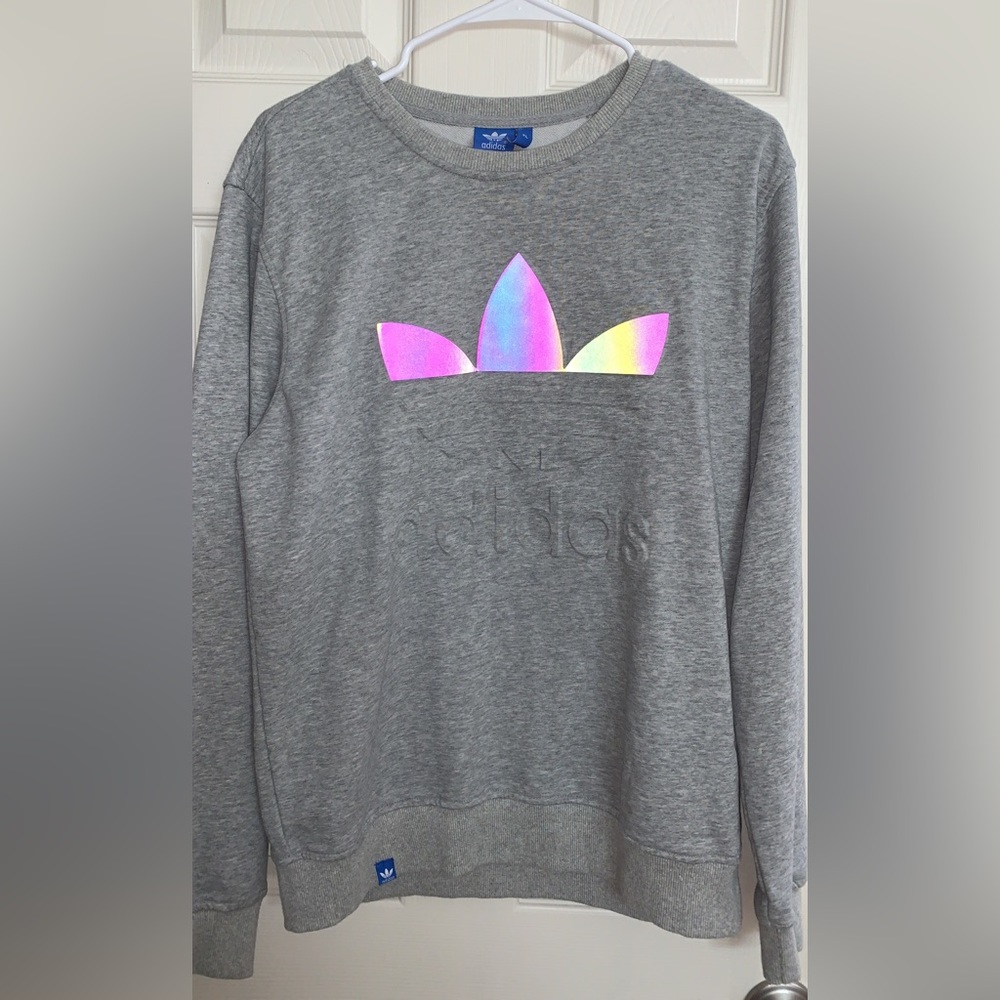 XL Adidas reflective logo crewneck